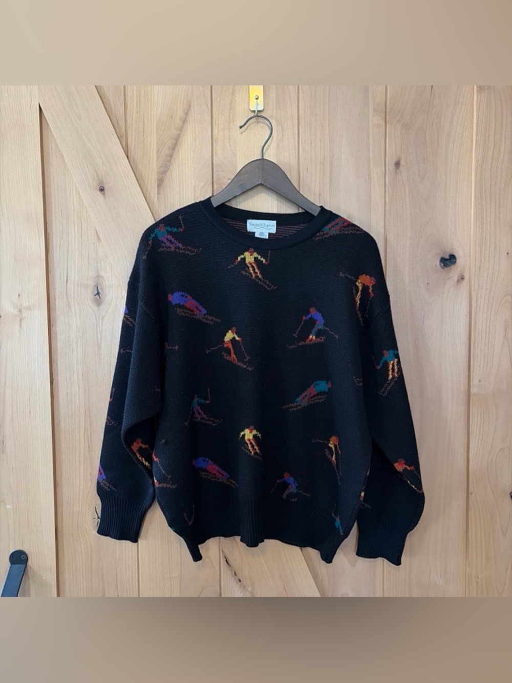 Vintage Tricots St. Raphael Sweater Knit Ski Skier Snow Winter AOP Medium
